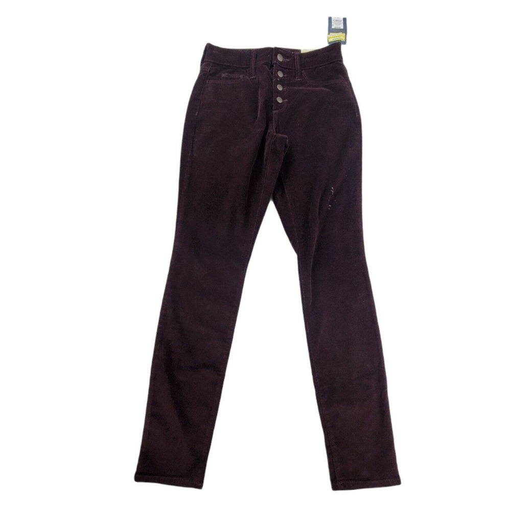 CC - Universal Thread High Rise Skinny Corduroy Pants Women SZ 2 Burgundy NWT